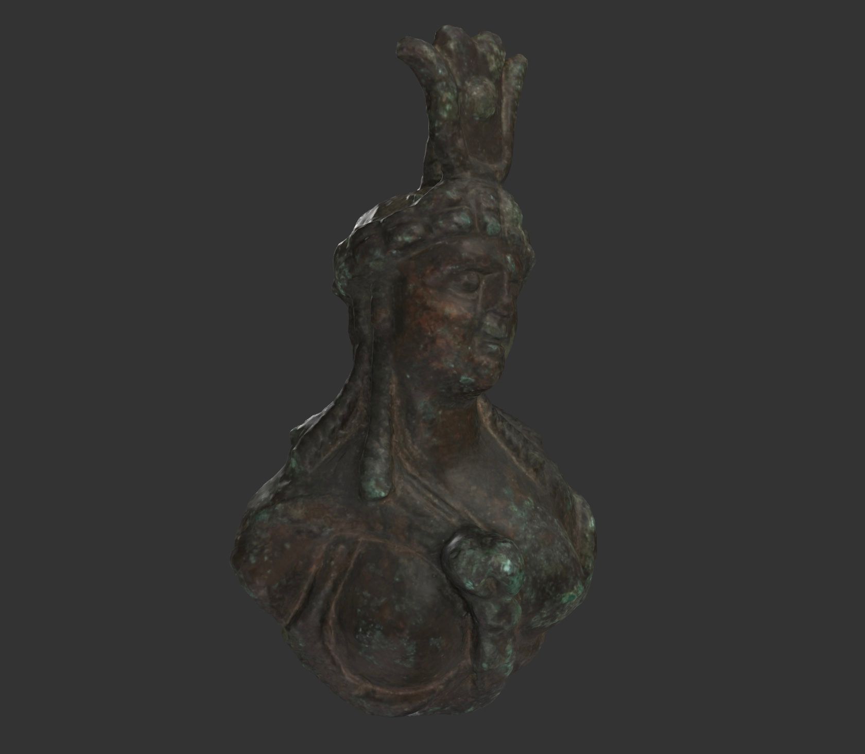 A 3d scan of a bronze bust of the egyptian goddess Isis